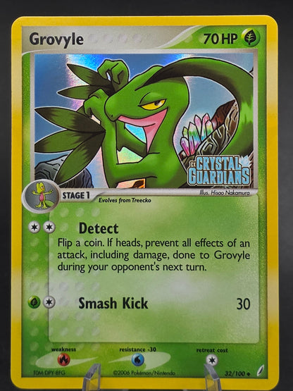Grovyle - 32/100 - Reverse Holo Stamped -EX Crystal Guardians - NM