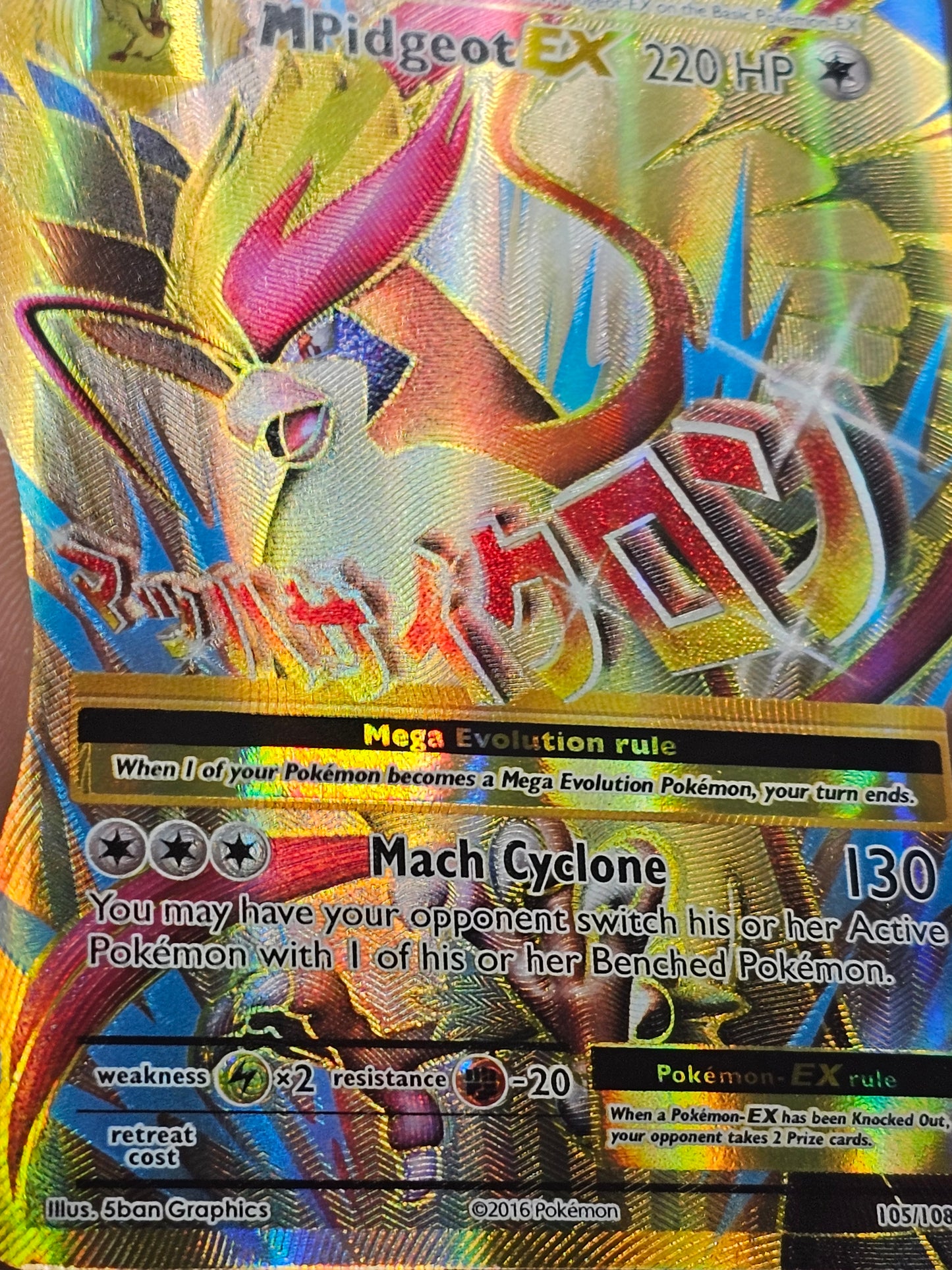M PIDGEOT EX (MEGA) 105/108 XY EVOLUTIONS FULL ART Pokemon TCG 105/108