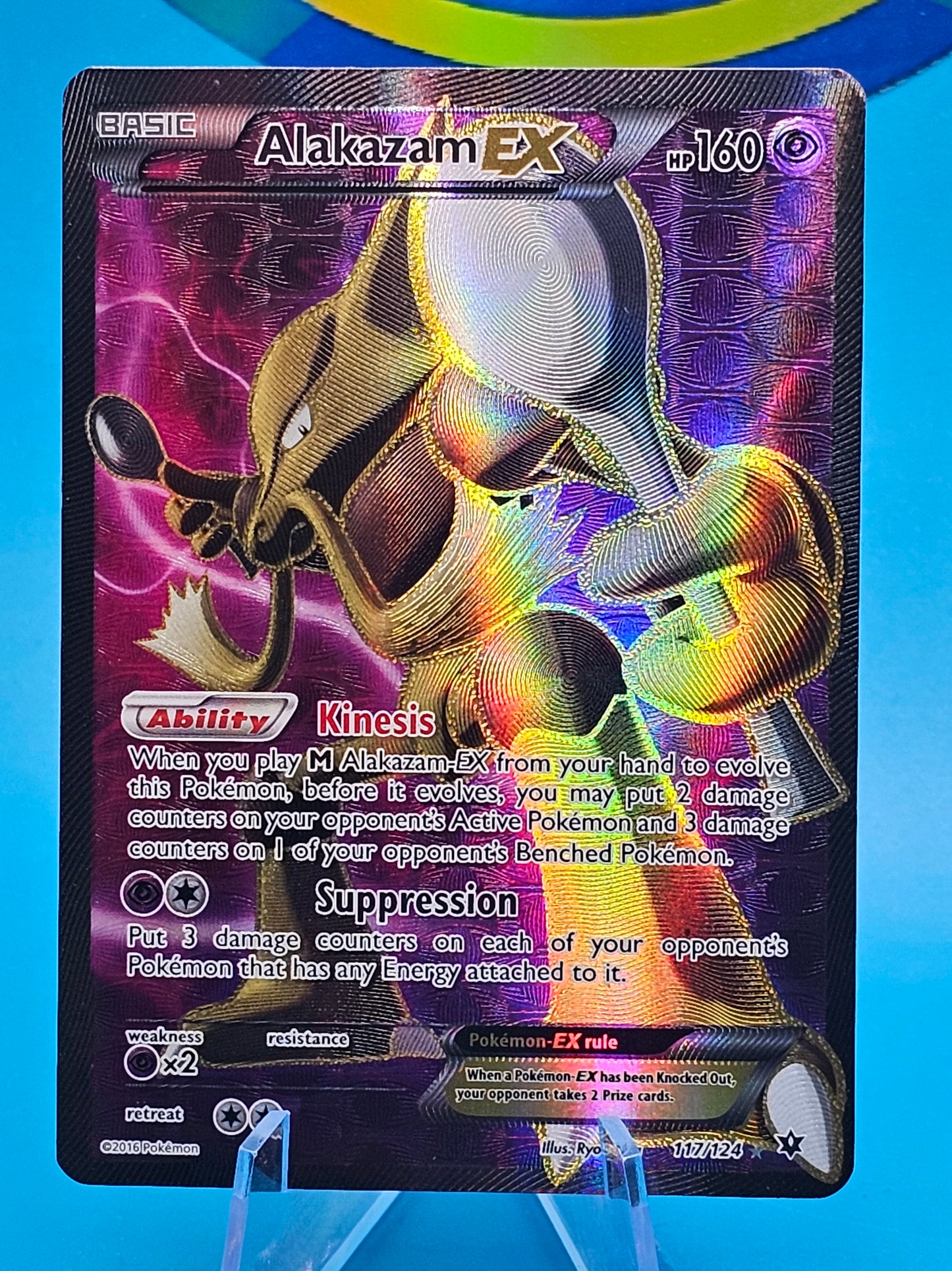 Alakazam EX 117/124 XY Fates Collide Ultra Rare Holo Full Art Pokemon TCG 2016 117/124