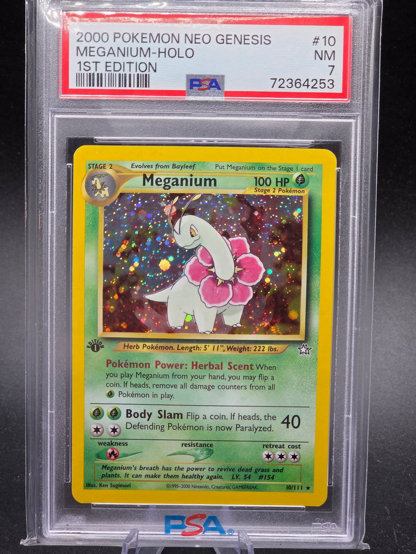 Meganium-Holo 1st Edition Pokemon Neo Genesis PSA 7