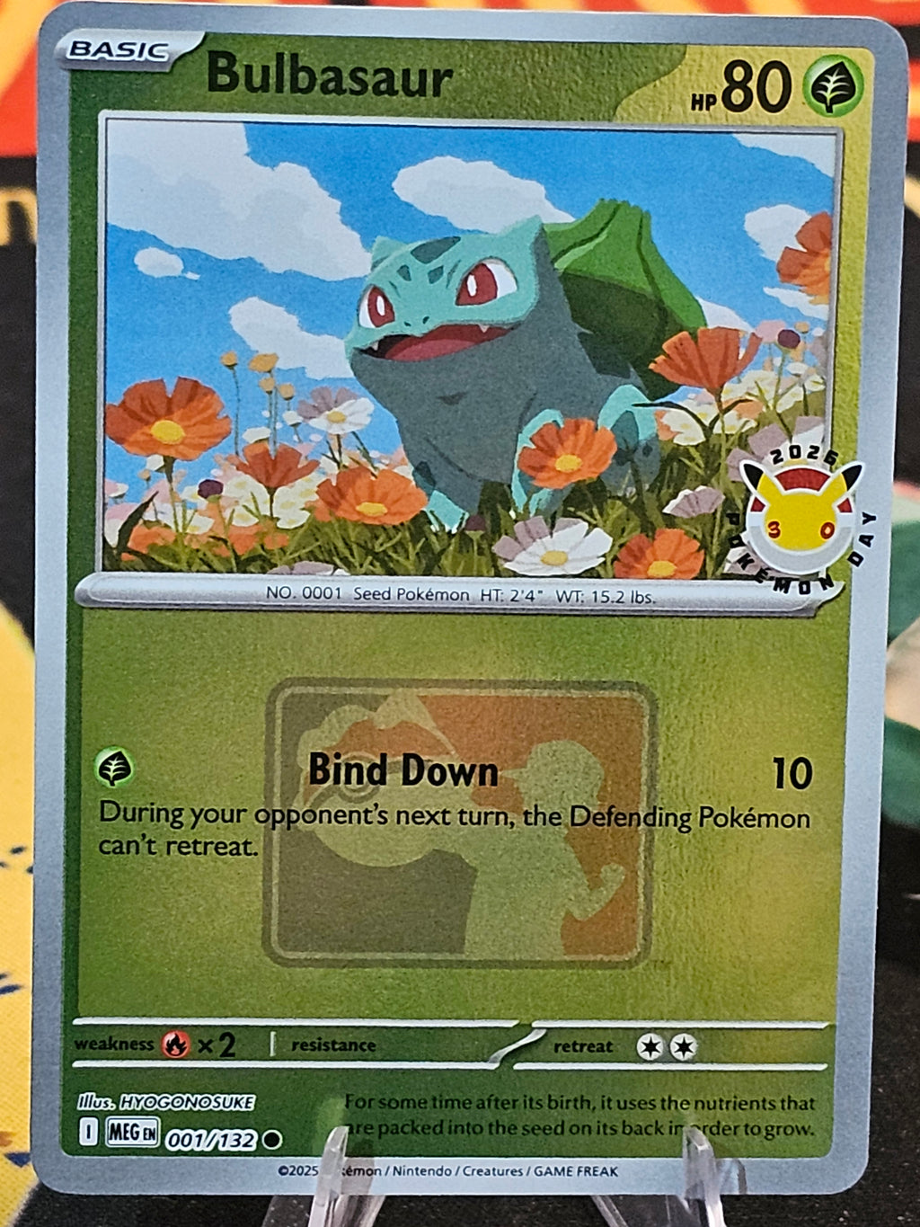 Bulbasaur - Pokémon Day League Promo - 001/132 MEG - Play Stamp Reverse Holo