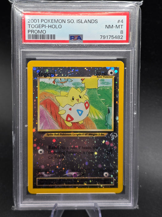 Togepi Southern Islands Promo Partial Swirl Holo Pokemon Card  PSA 8 NM-MT  4/18