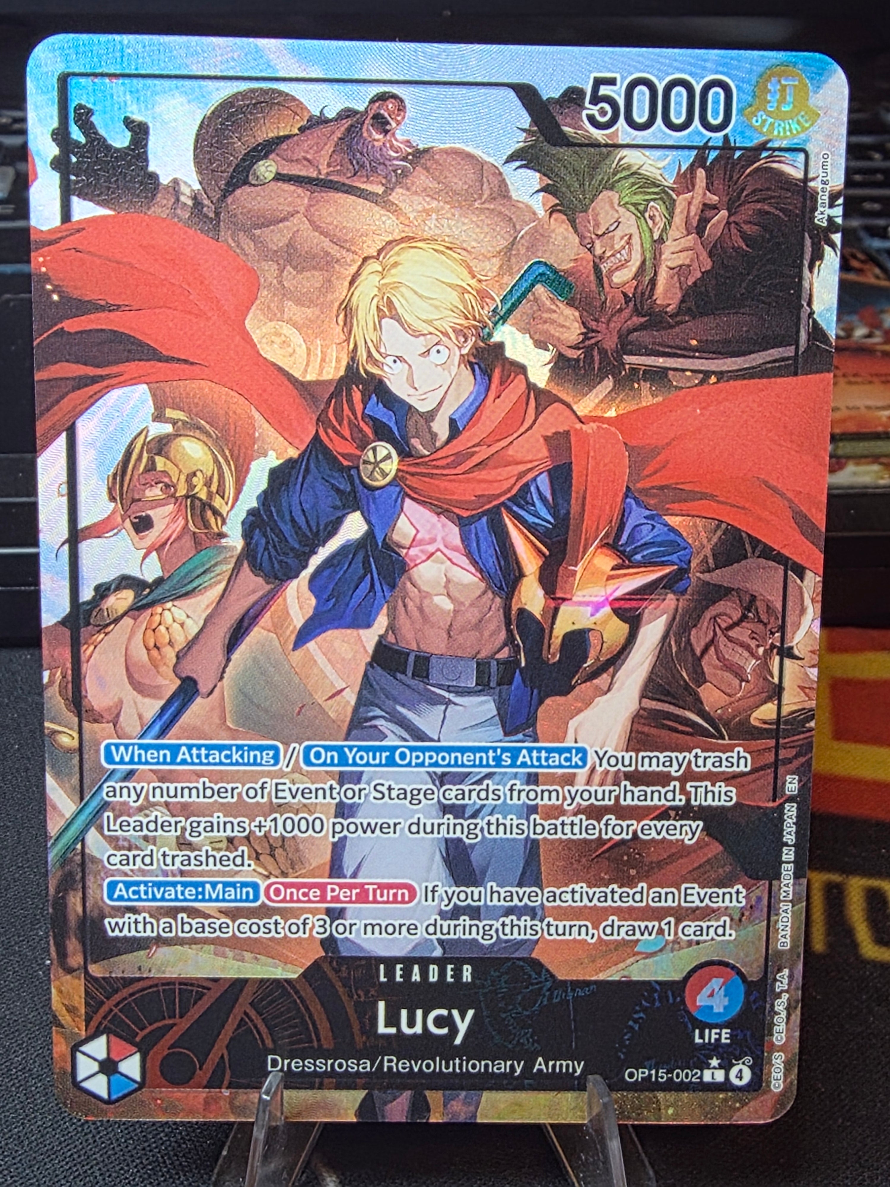 One Piece TCG OP15-002 Lucy Alt Art Leader Adventure on KAMI's Island English