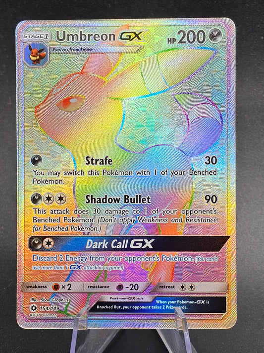 Umbreon GX 154/149 Rainbow Rare 2017 Sun and Moon Pokemon TCG Card NM Near Mint #154