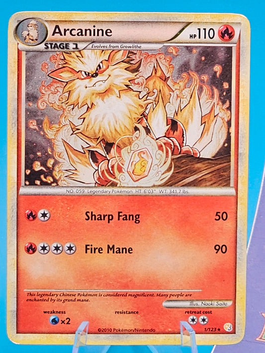 Arcanine 1/123 2010 HGSS HeartGold SoulSilver Pokemon Card Holo Rare VLP