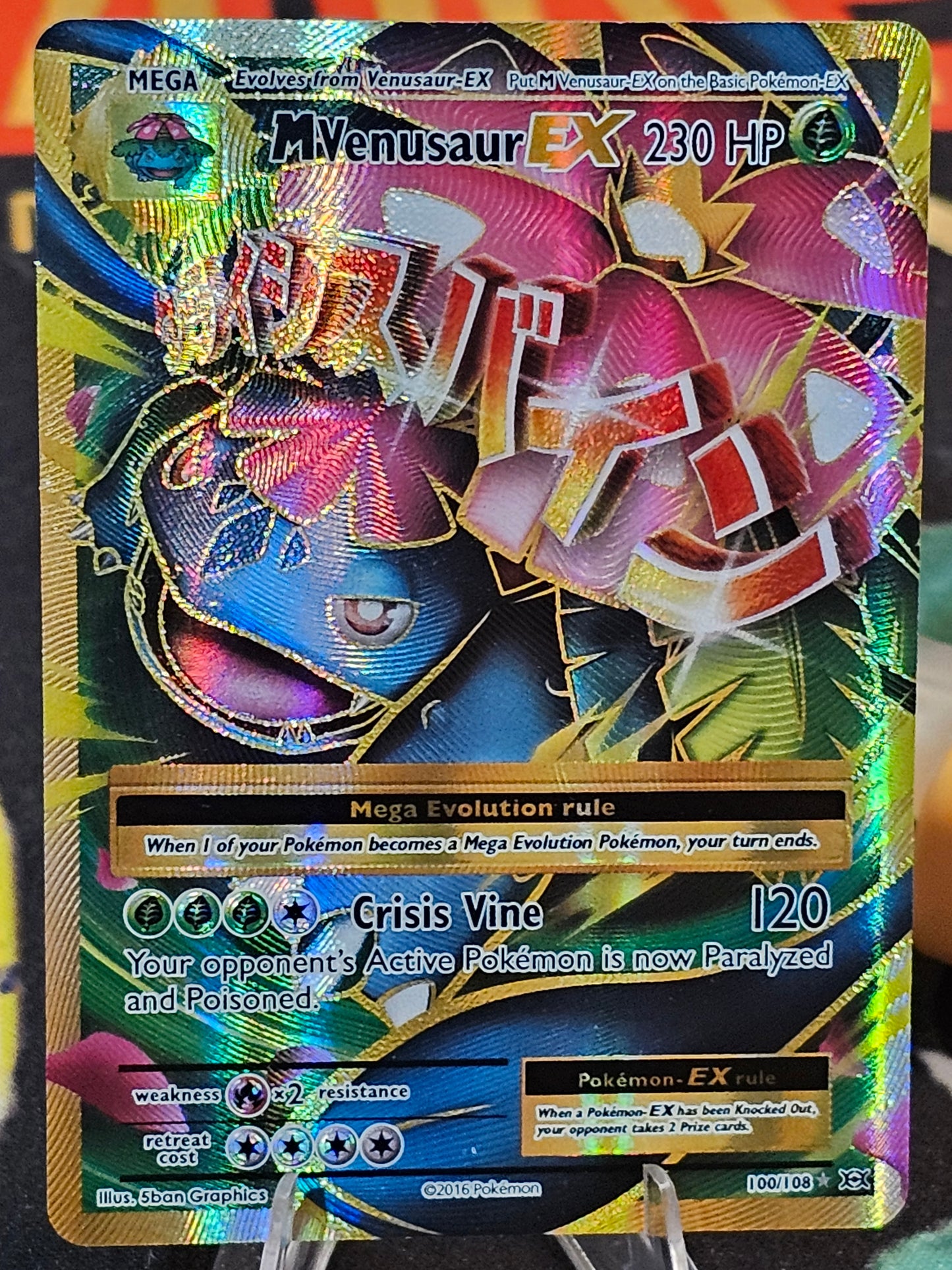 M Venusaur EX Holo Rare Mega Full Art 100/108 XY Evolutions