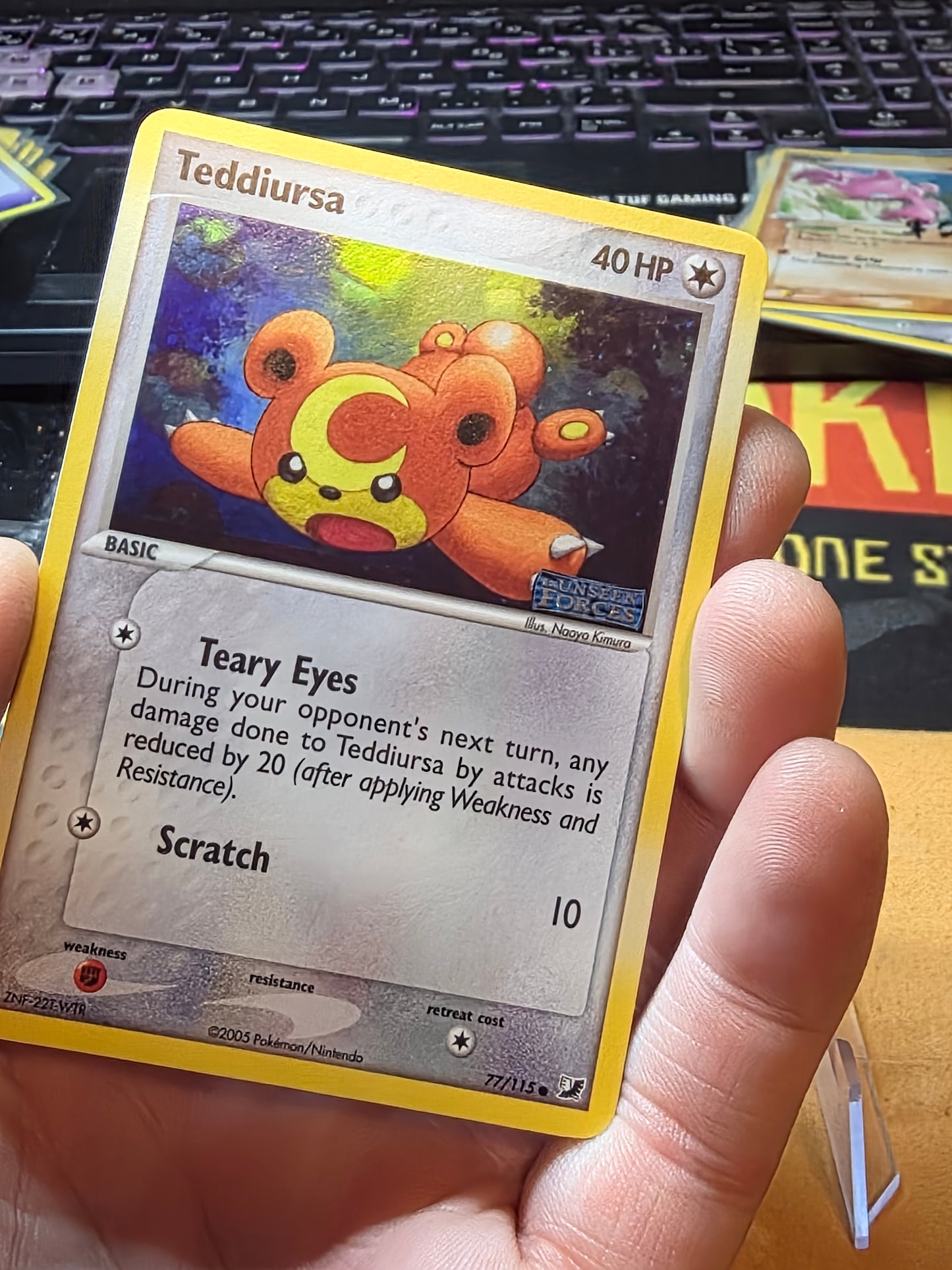 Teddiursa - 77/115 - Pokemon Unseen Forces Stamped Reverse Holo NM