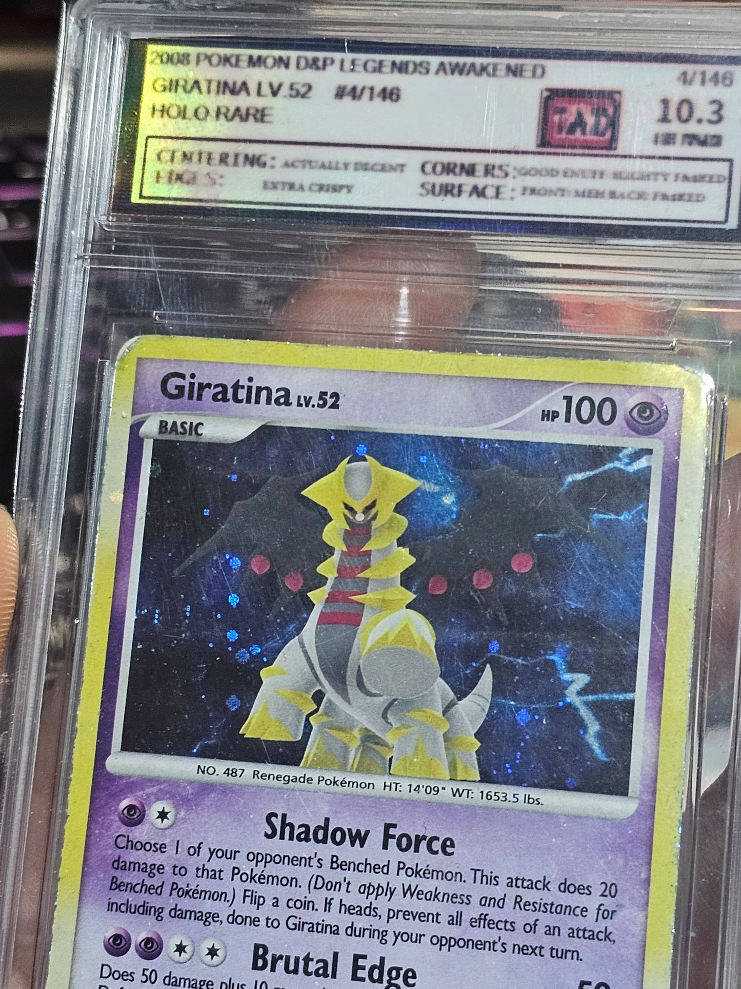 GIRATINA LV.52-LEGENDS AWAKENED-HOLO RARE TAD GRADED 10.3