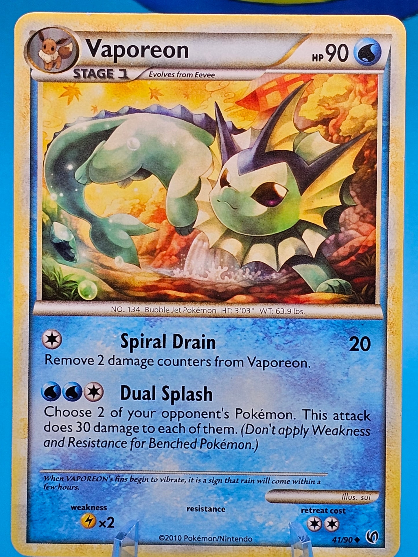 Vaporeon 41/90 Pokemon Card HG & SS Undaunted Uncommon Non Holo TCG LP 41/90