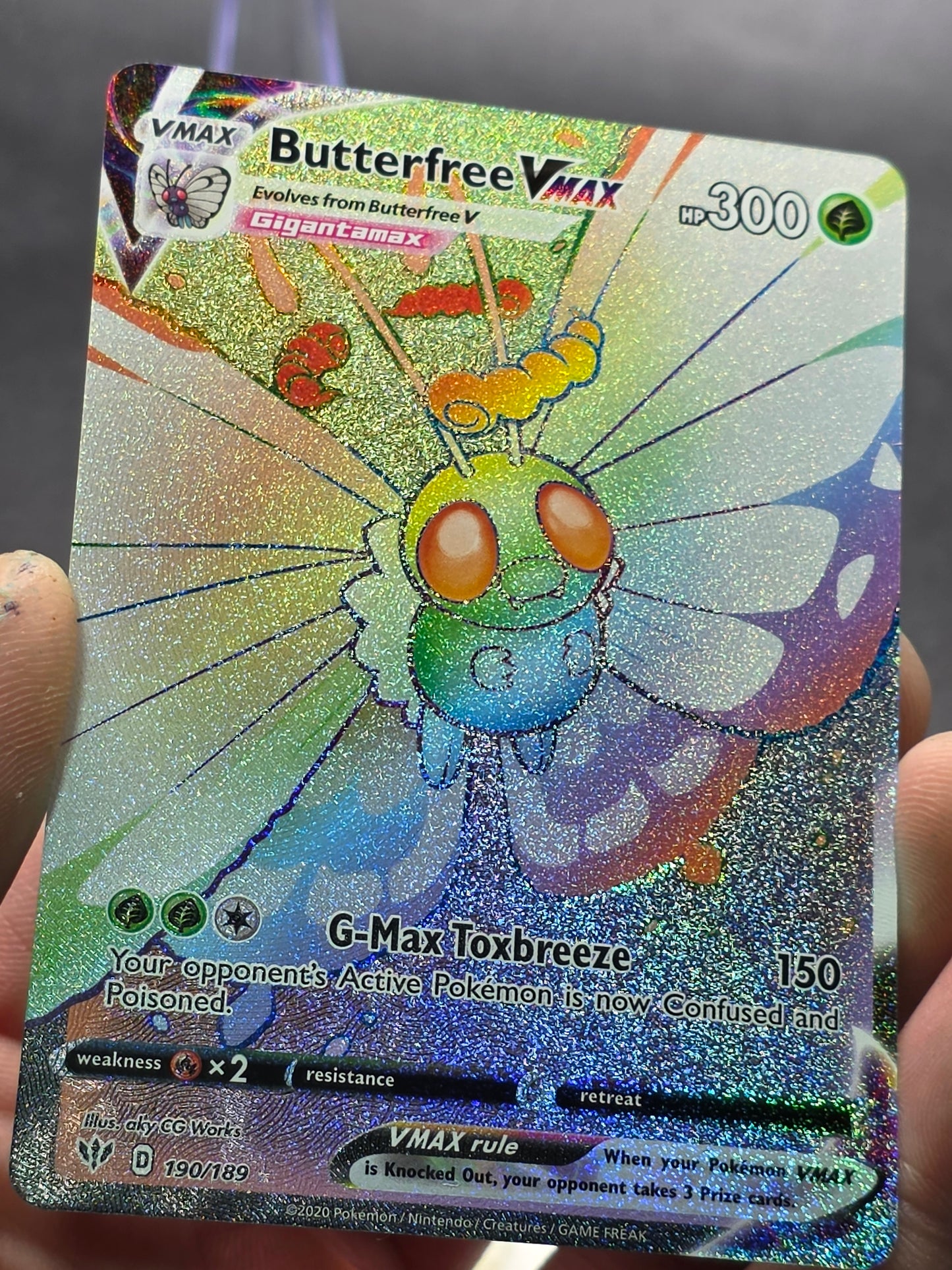 Butterfree VMAX 190/189 Full Art Rainbow Secret Rare Pokemon Darkness Ablaze