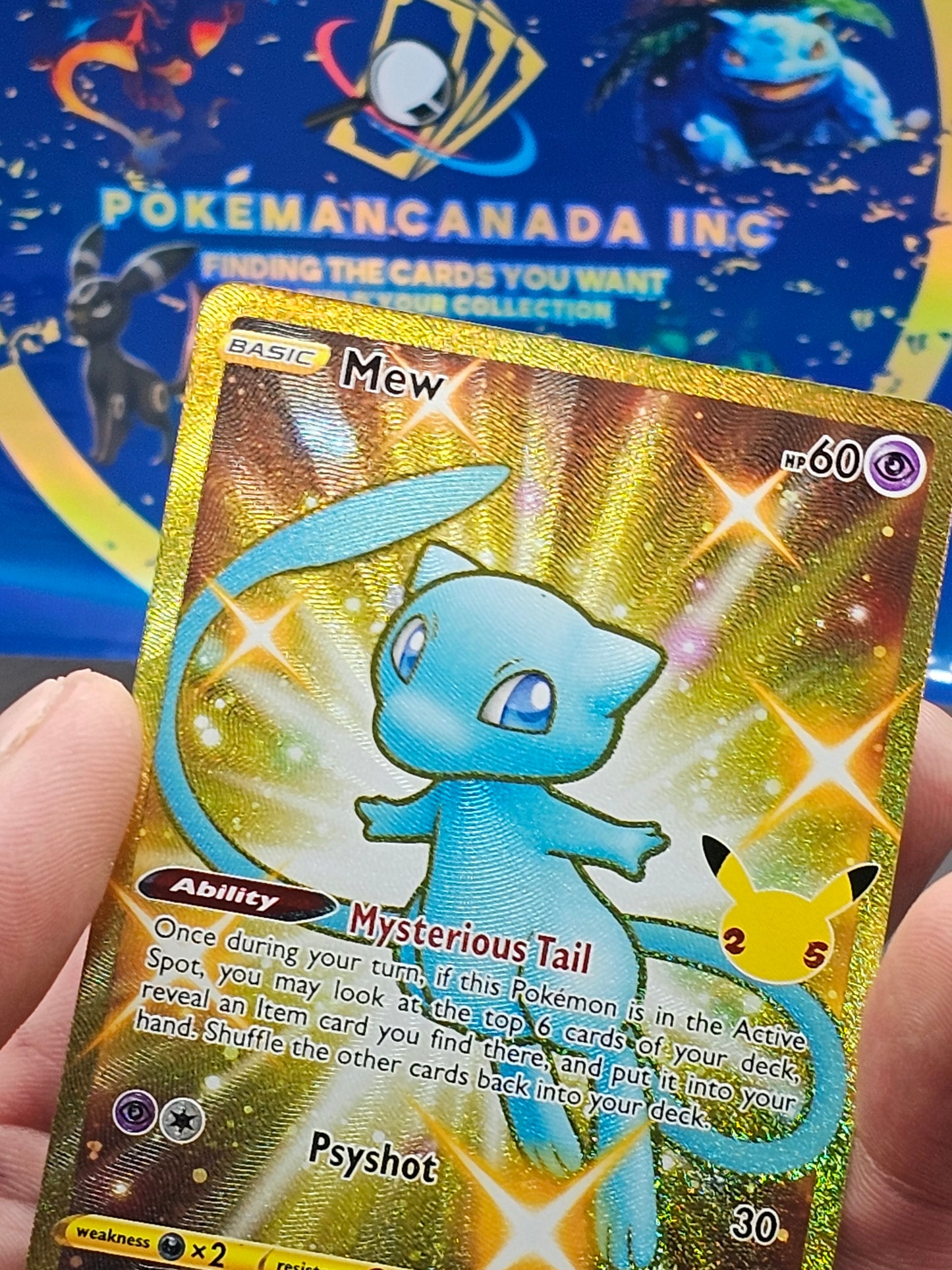 Pokemon TCG Mew 025 Celebrations 25th Anniversary Gold Holo Card Shiny Blue Mew