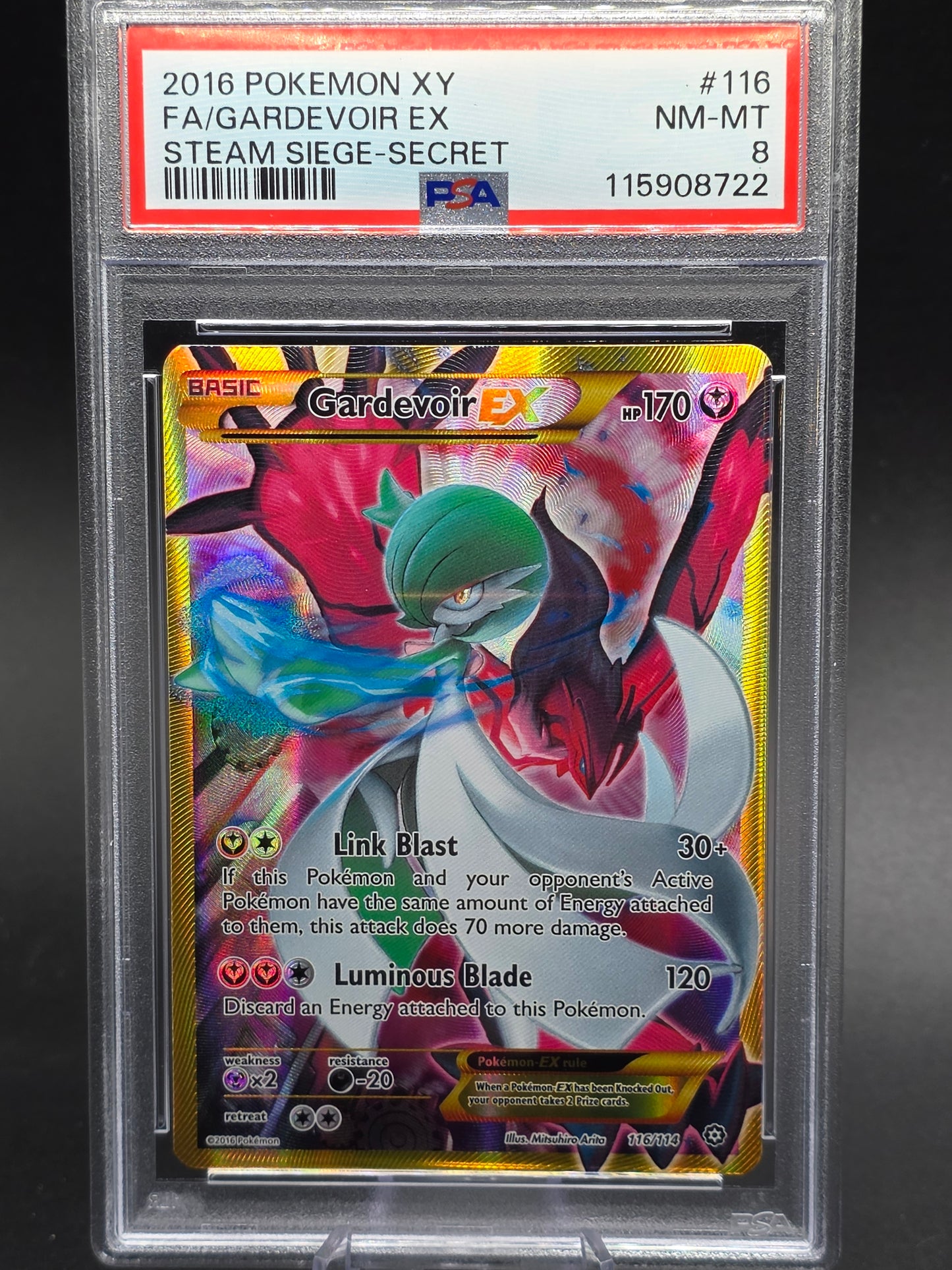 Gardevoir EX #116 XY Steam Siege Pokemon TCG Card PSA 8