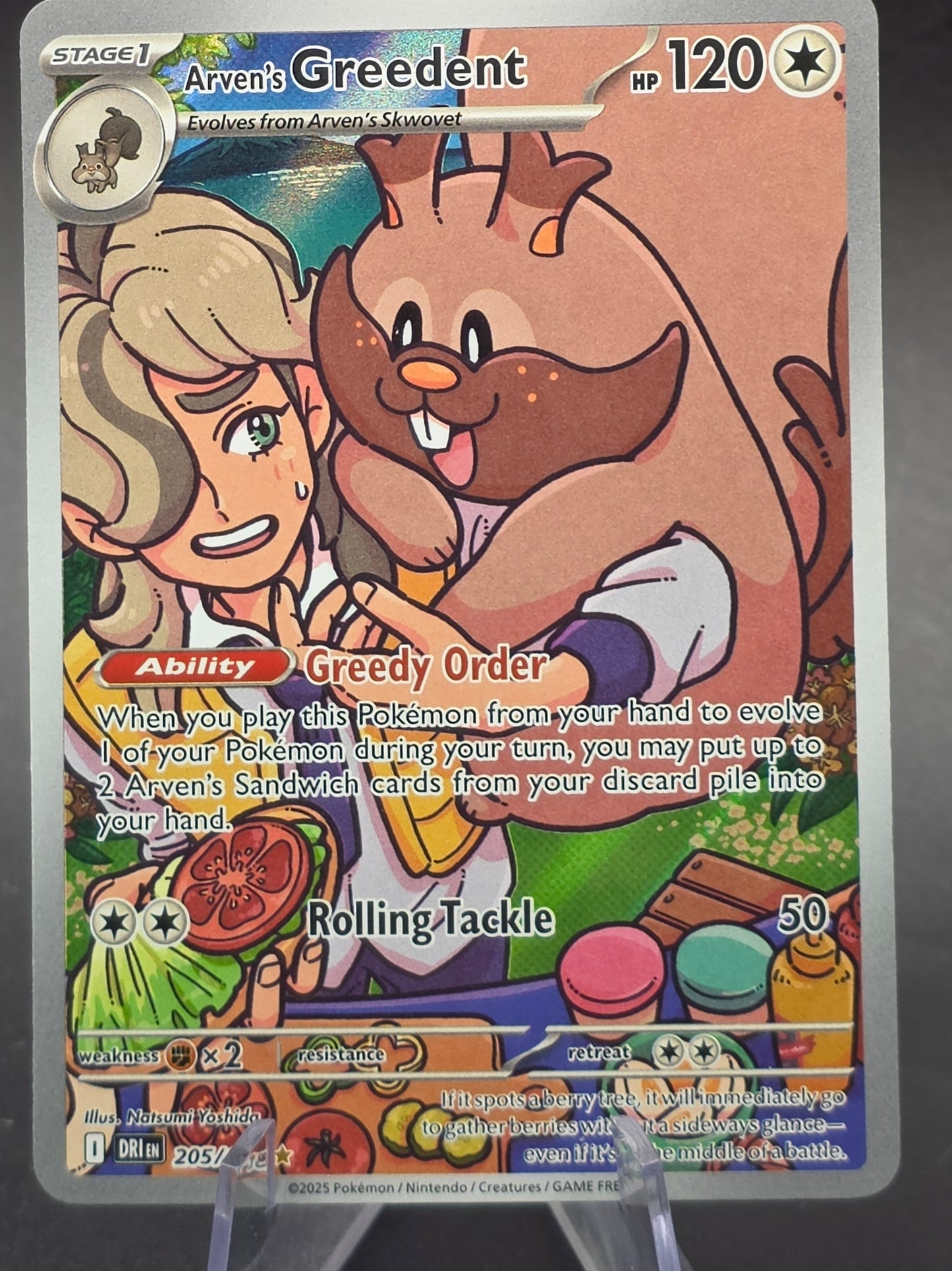 Arven's Greedent 205/182 Destined Rivals Holo Alt Art Pokémon Card