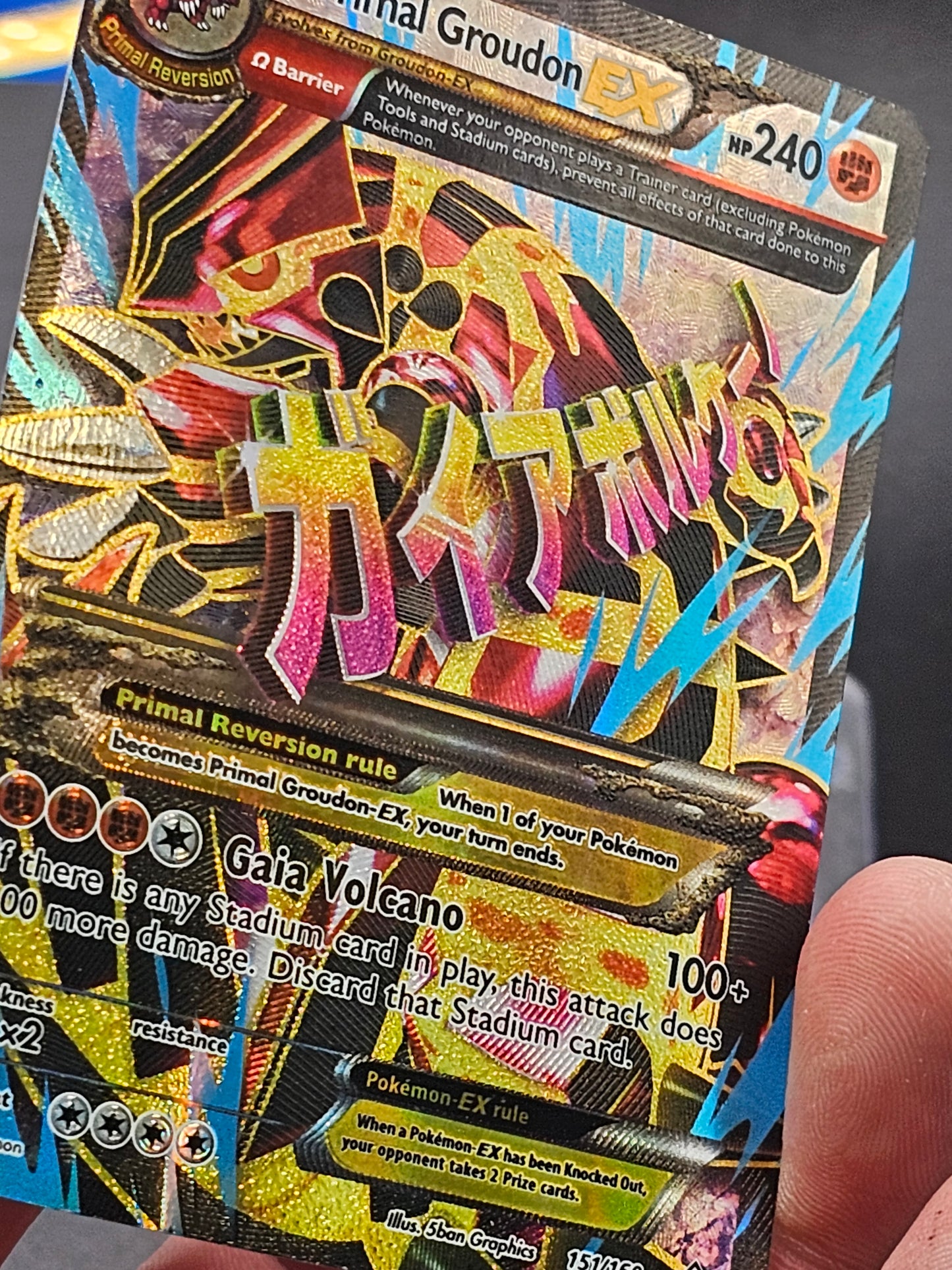 Pokemon Primal Groudon EX 151/160 Primal Clash Ultra Rare Full Art Holo LP/MP