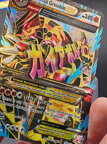 Pokemon Primal Groudon EX 151/160 Primal Clash Ultra Rare Full Art Holo LP/MP