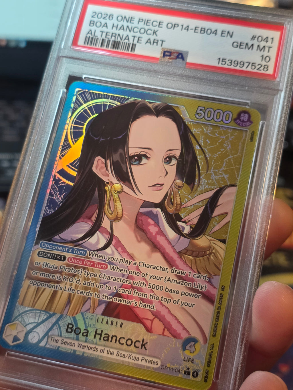 BOA HANCOCK ALT ART ONE PIECE OP14 EB04 THE AZURE SEA'S SEVEN 2026 #041 PSA 10
