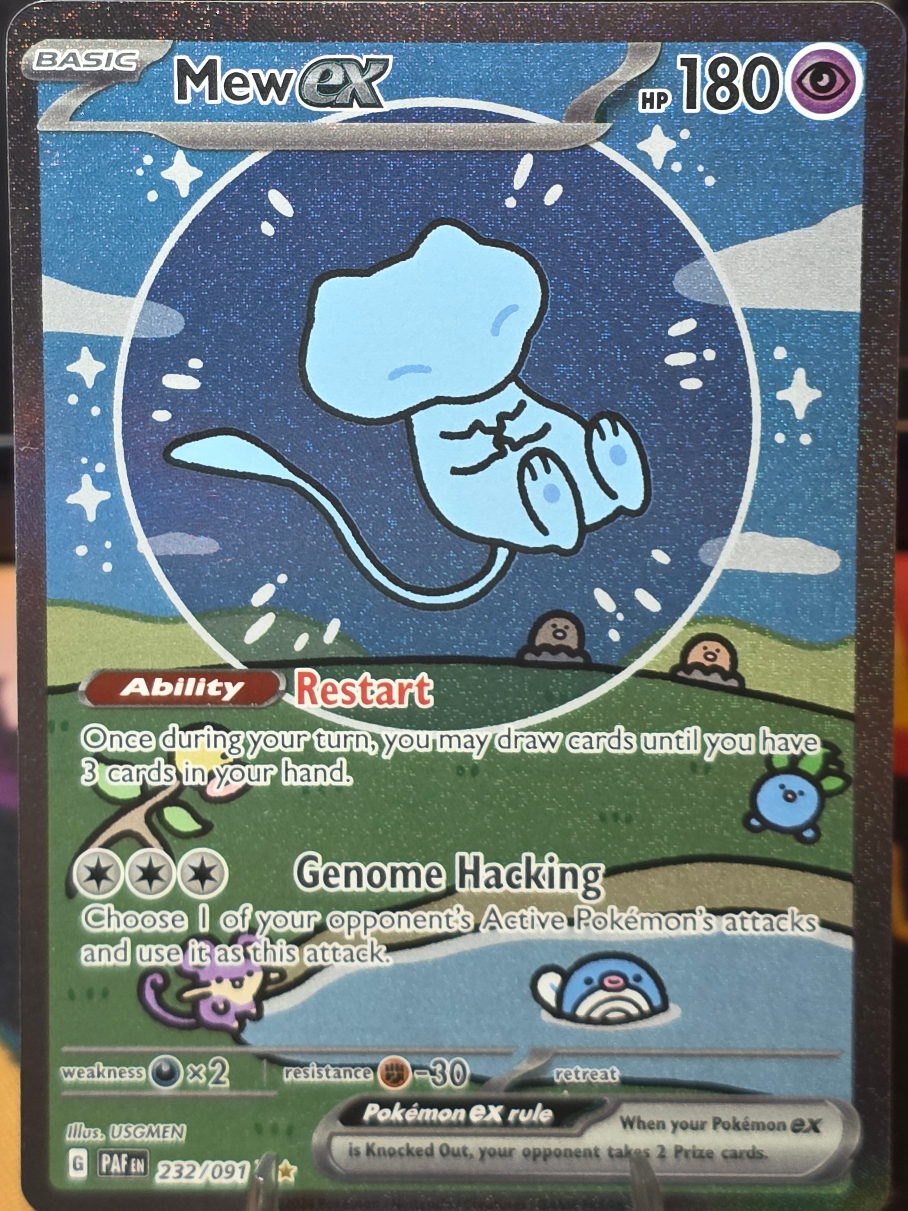 Mew ex - 232/091 Paldean Fates Special Illustration Pokemon - Bubble Mew SIR