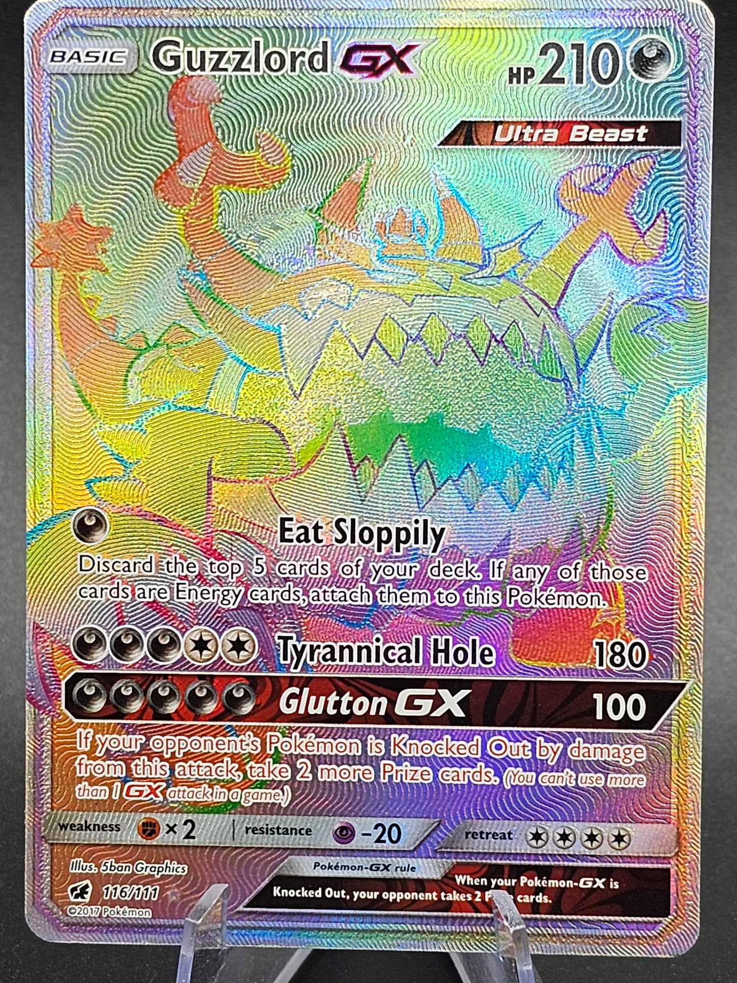 Guzzlord GX 116/111 Rainbow Secret Rare Pokémon 2017 Crimson Invasion - NM