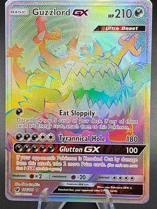 Guzzlord GX 116/111 Rainbow Secret Rare Pokémon 2017 Crimson Invasion - NM