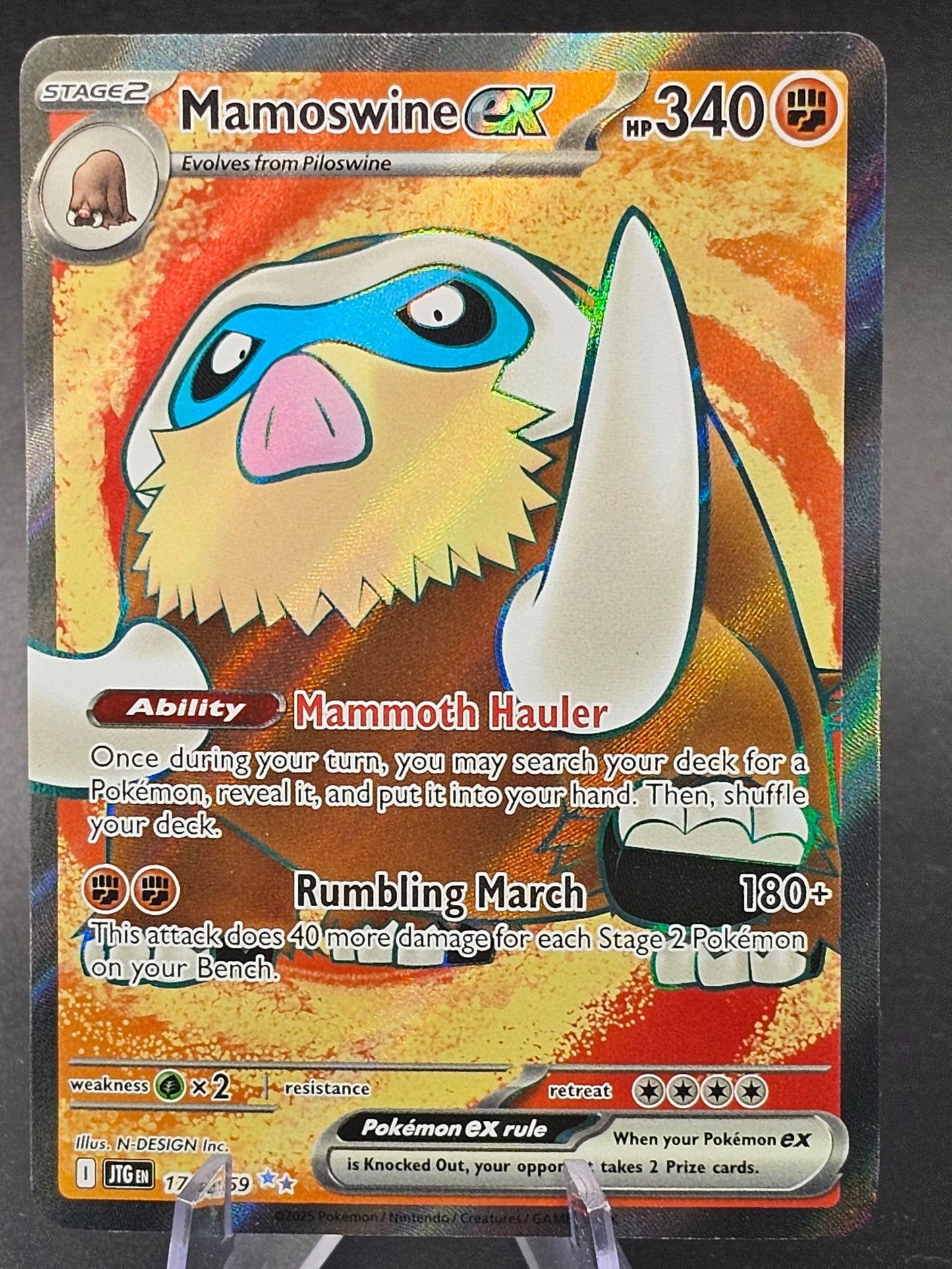 Pokemon 2025 Full Art Mamoswine ex 174/159 S&V Journey Together JTG