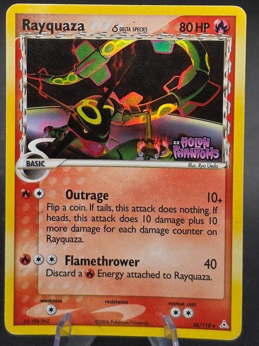 Rayquaza 26/110 Delta Species Stamped Holo Rare EX Holon Phantoms  LP