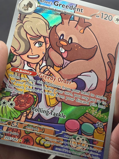 Arven's Greedent 205/182 Destined Rivals Holo Alt Art Pokémon Card