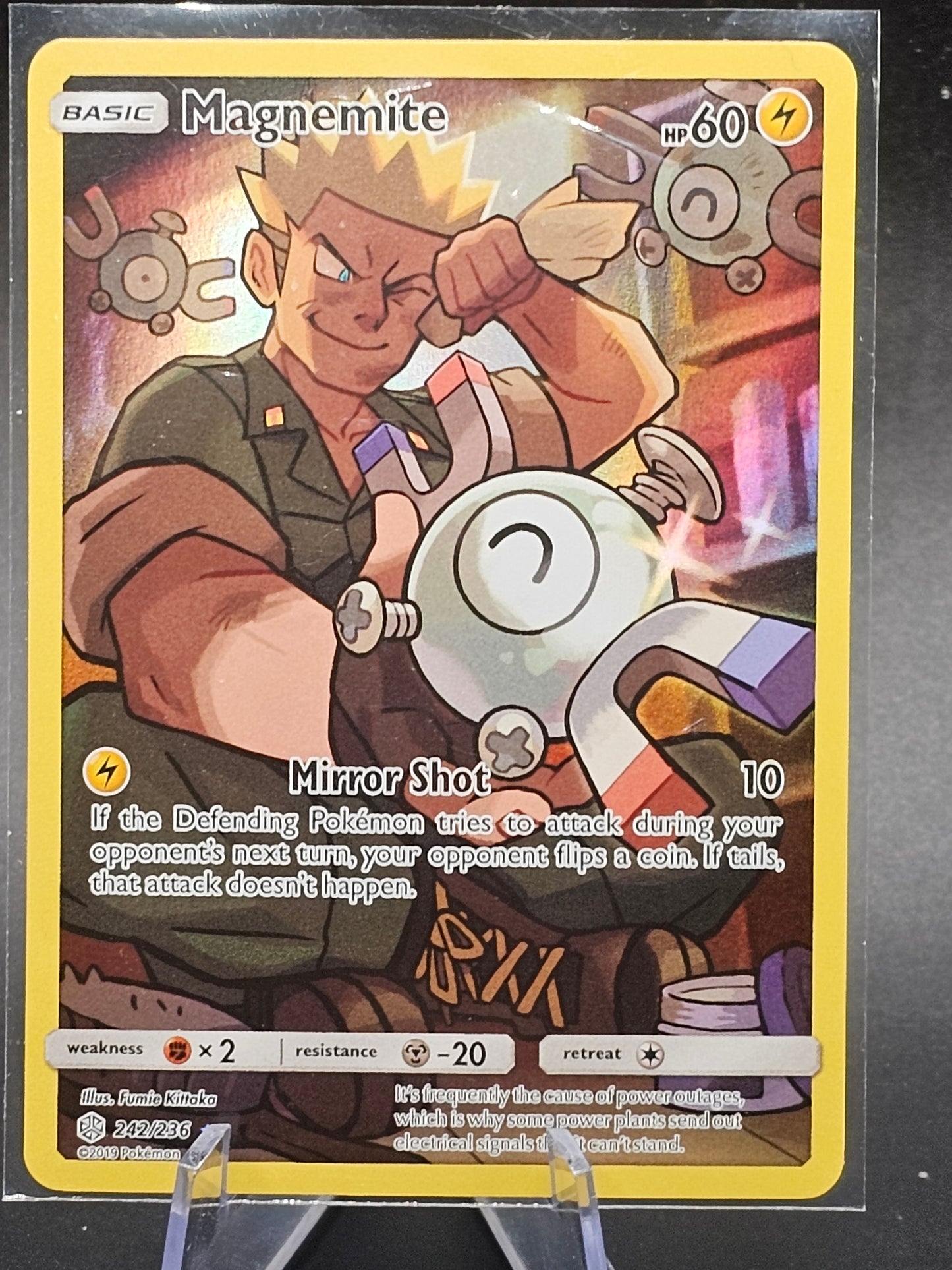 Magnemite 242/236 Pokemon Cosmic Eclipse Secret Illustration Rare Holo SMALL CREASE
