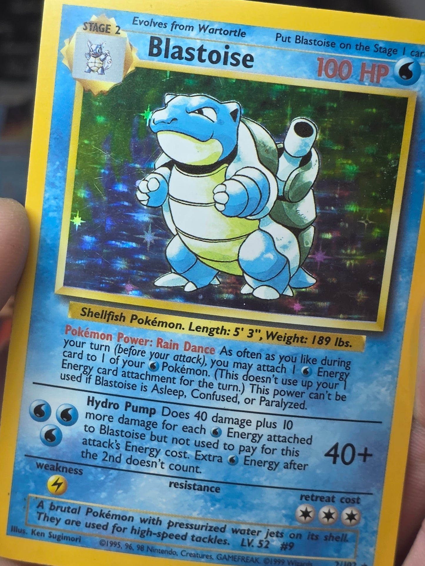 Blastoise - 2/102 Base Set Unlimited Holo Rare Pokemon HP DMG