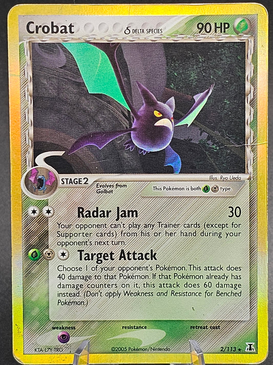 2005 Pokémon TCG Crobat (Delta) EX Delta Species 2/113 Holo Rare MP CREASE