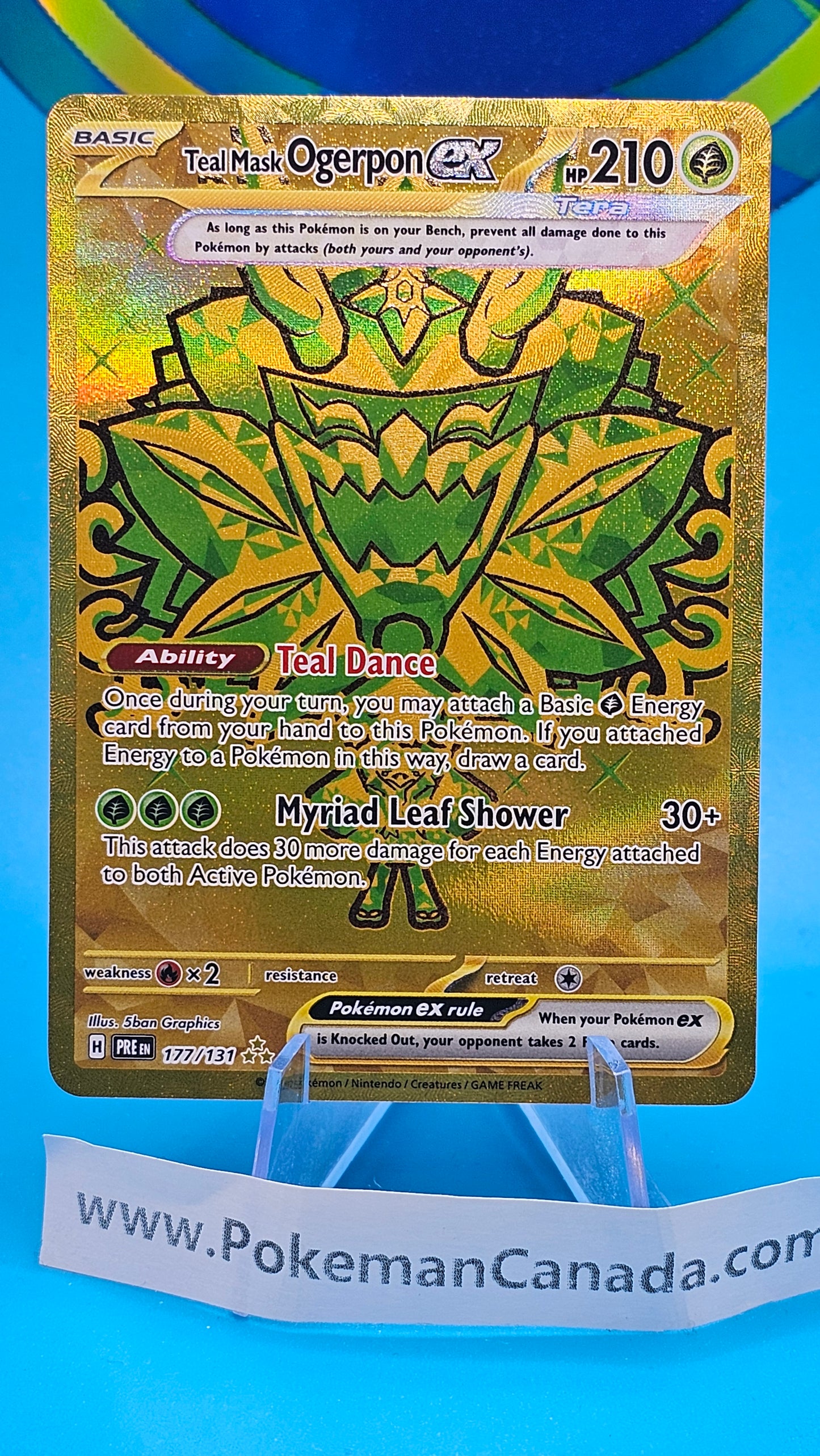 Teal Mask Ogerpon ex 177/131 Prismatic Evolutions Gold Secret Rare Pokemon TCG