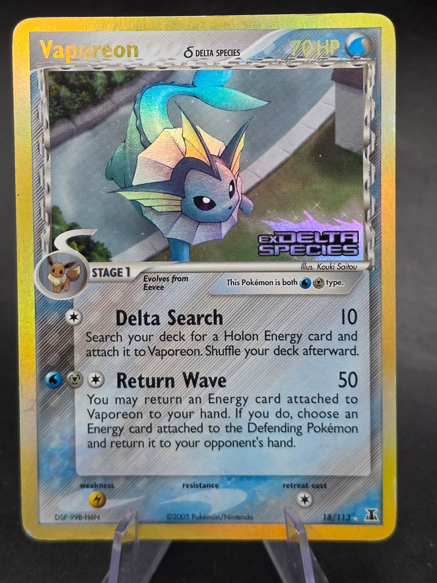 Vaporeon 18/113 Pokémon TCG Ex Delta Species Reverse Holo Rare STAMPED