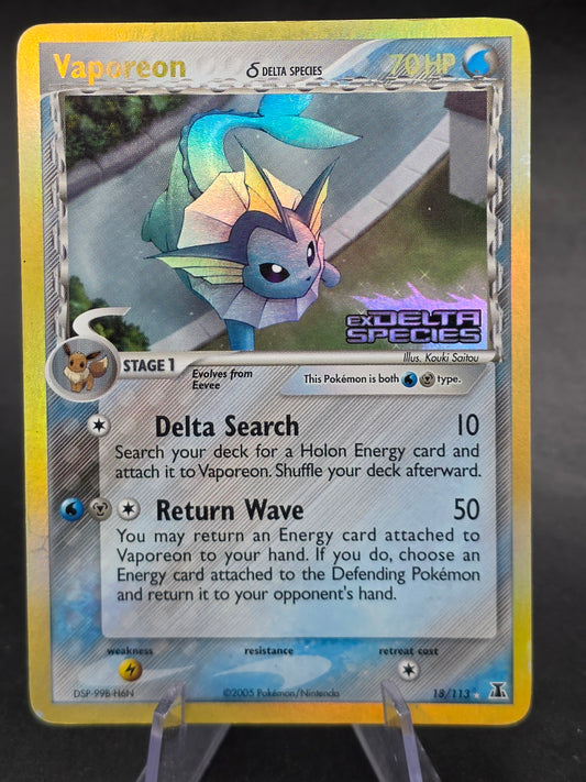 Vaporeon 18/113 Pokémon TCG Ex Delta Species Reverse Holo Rare STAMPED