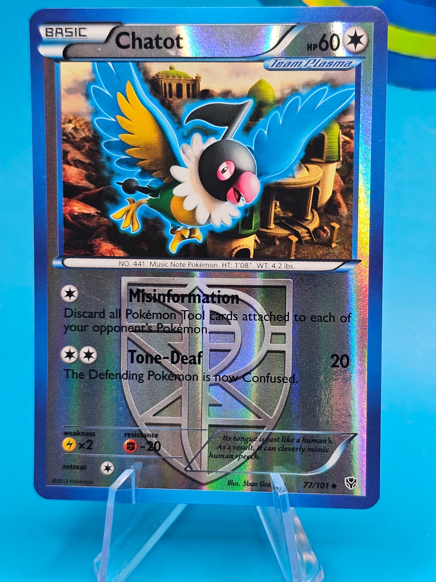 Chatot 77/101 Reverse Holo Uncommon BW Plasma Blast LP/NM