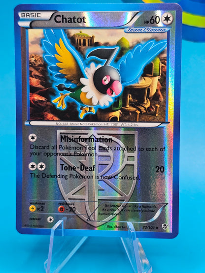 Chatot 77/101 Reverse Holo Uncommon BW Plasma Blast LP/NM