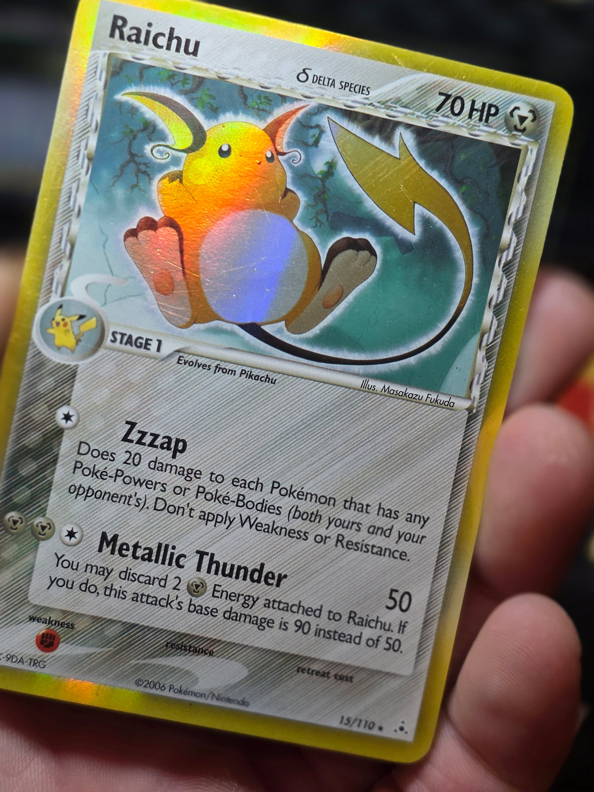 Pokémon Raichu EX Delta Species 15/110 Holon Phantoms Reverse Holo Rare Lp
