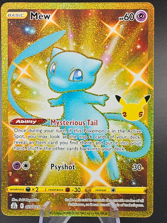 Pokemon TCG Mew 025 Celebrations 25th Anniversary Gold Holo Card Shiny Blue Mew