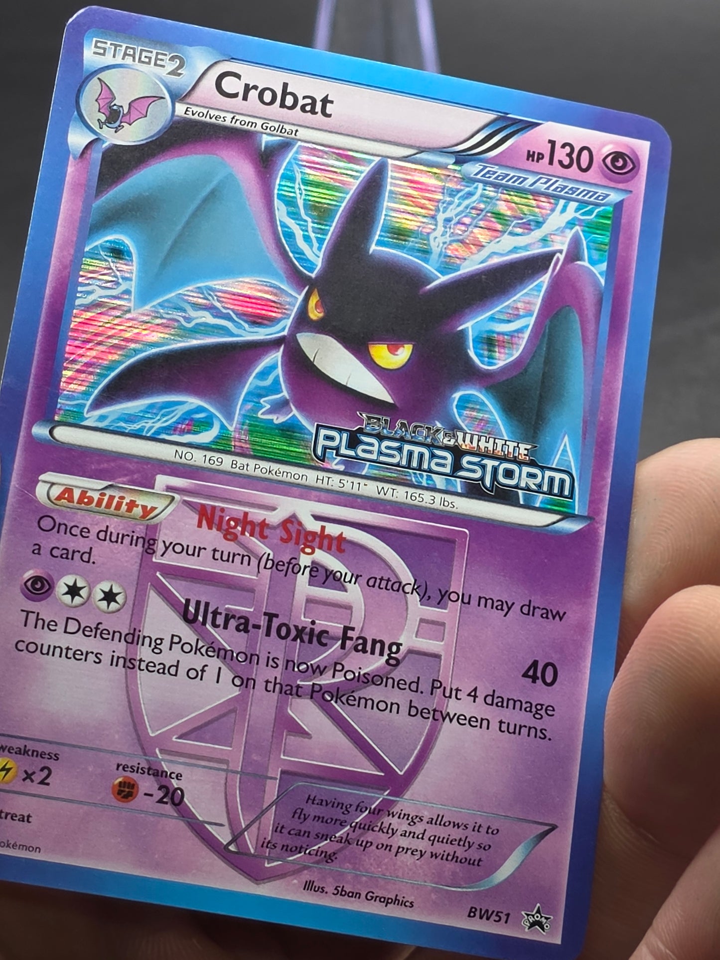 Crobat Plasma Storm Pokemon Prerelease Promo BW51 Hoo stamped nm/corner dmg