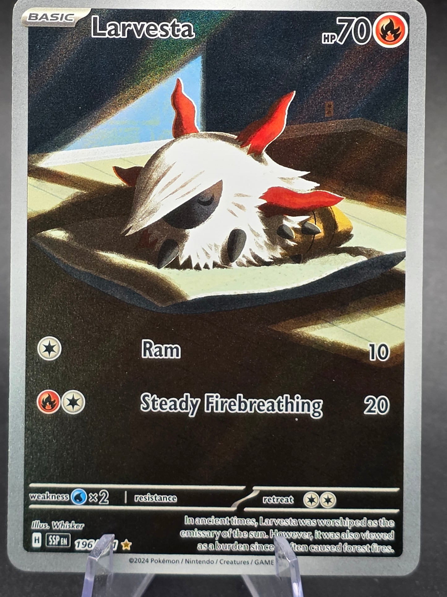 Larvesta Holofoil 196/191 Illustration Rare SV08: Surging Sparks Near Mint