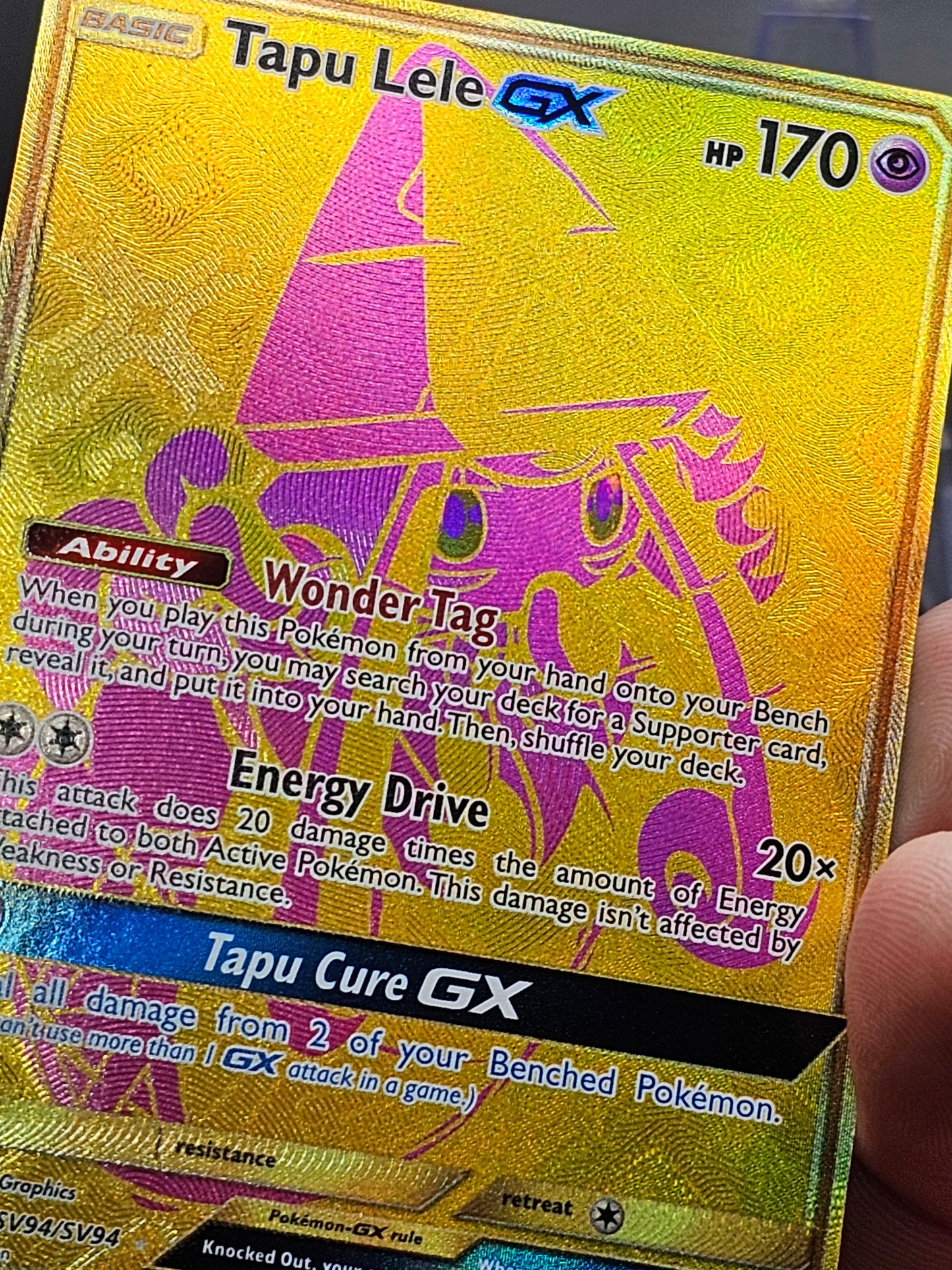 Tapu Lele GX SV94/SV94 Hidden Fates Gold Full Art Holo Pokemon NM #SV94