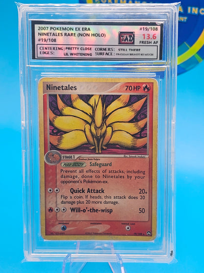 NINETALES-RARE-POWER KEEPERS-EX-NON HOLO-#19/108 TAD GRADED 13.6