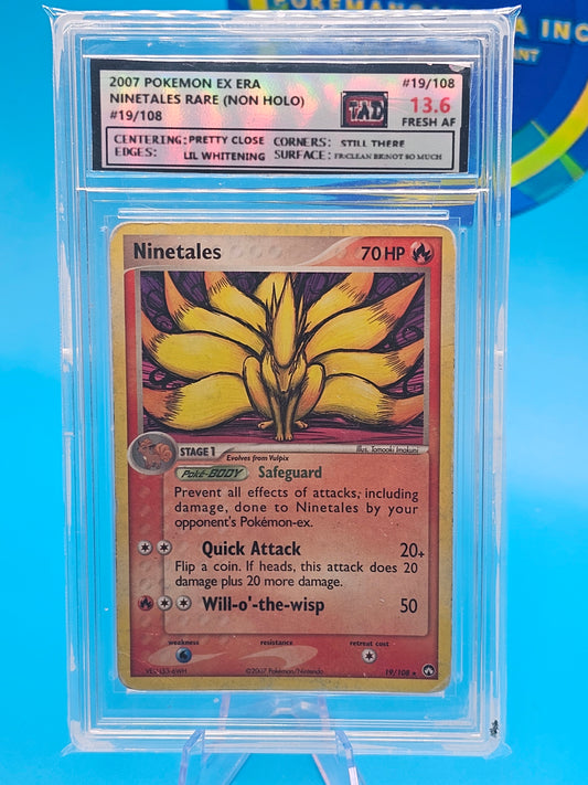 NINETALES-RARE-POWER KEEPERS-EX-NON HOLO-#19/108 TAD GRADED 13.6