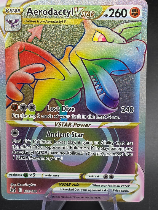 Aerodactyl VSTAR 199/196 Rare Rainbow Lost Origin Pokemon Near Mint