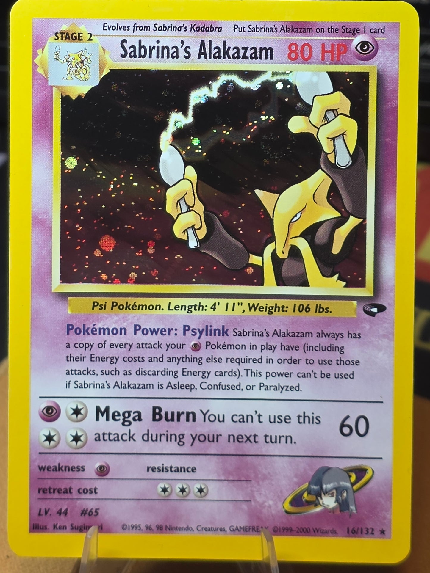 Sabrina's Alakazam Gym Challenge Holo Rare, Holo 016/132