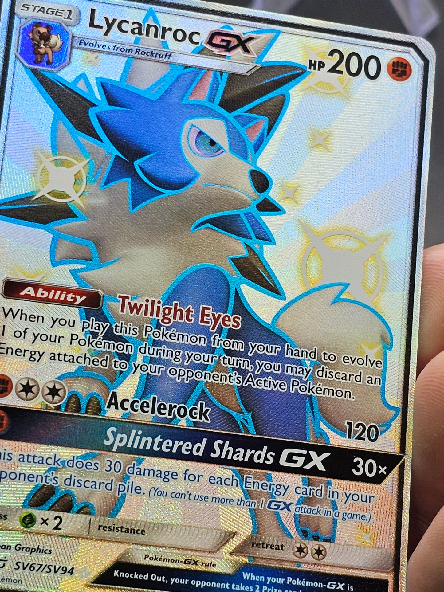 Pokemon TCG Lycanroc GX SV67/SV94 Hidden Fates (Shiny Vault) Holo NM SV67/SV94