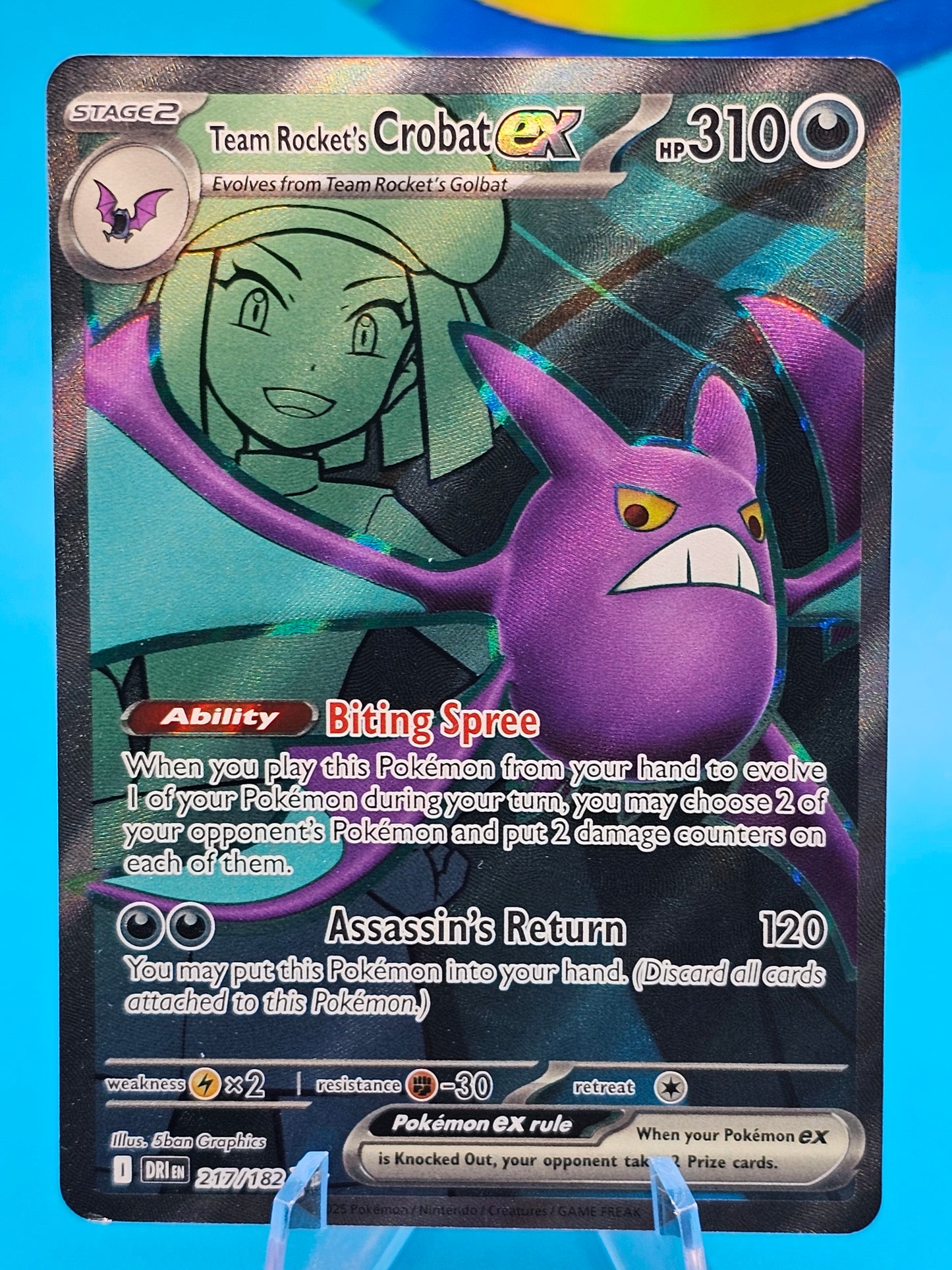 Team Rocket's Crobat ex 217/182 Destined Rivals Pokemon TCG Full Art 217/182