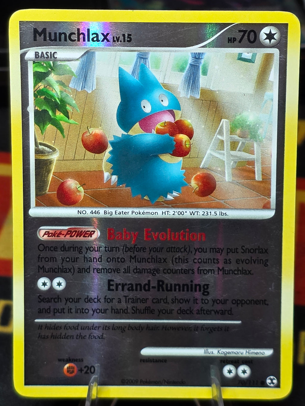 Vintage 2009 Nintendo Pokemon Munchlax 70/111 Rising Rivals Reverse Holo