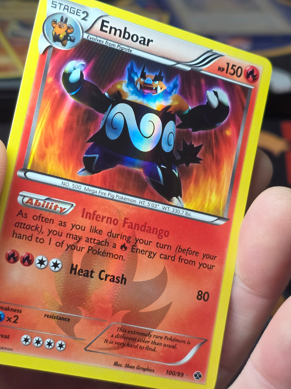 Emboar 100/99 PSA 7 BW Next Destinies Holo Secret Rare Shiny Pokemon Card