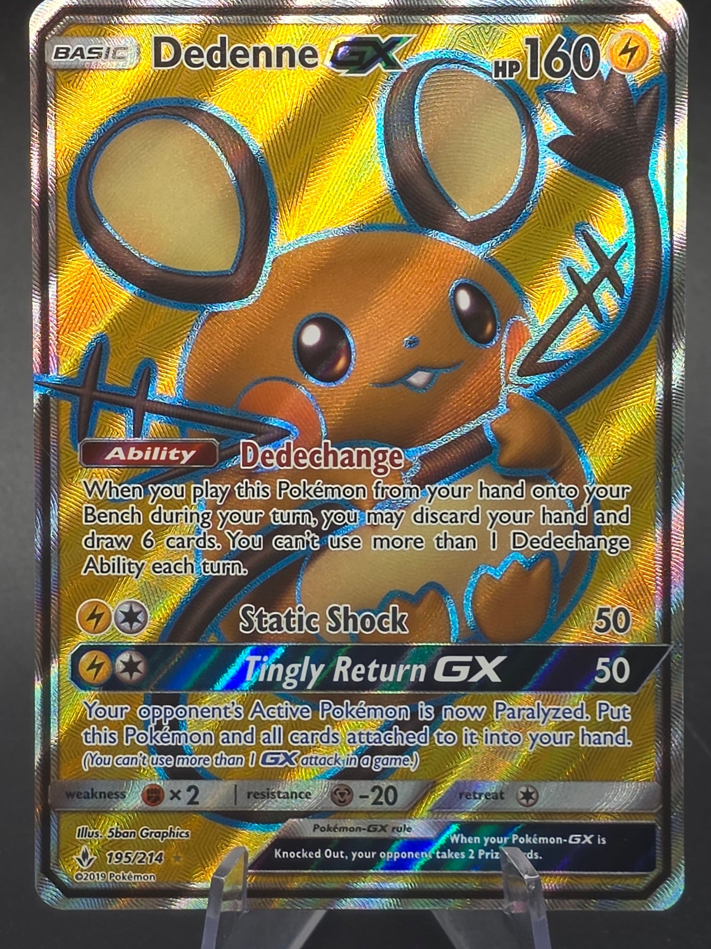 Dedenne GX Full Art Holo Card 195/214 -Unbroken Bonds NM