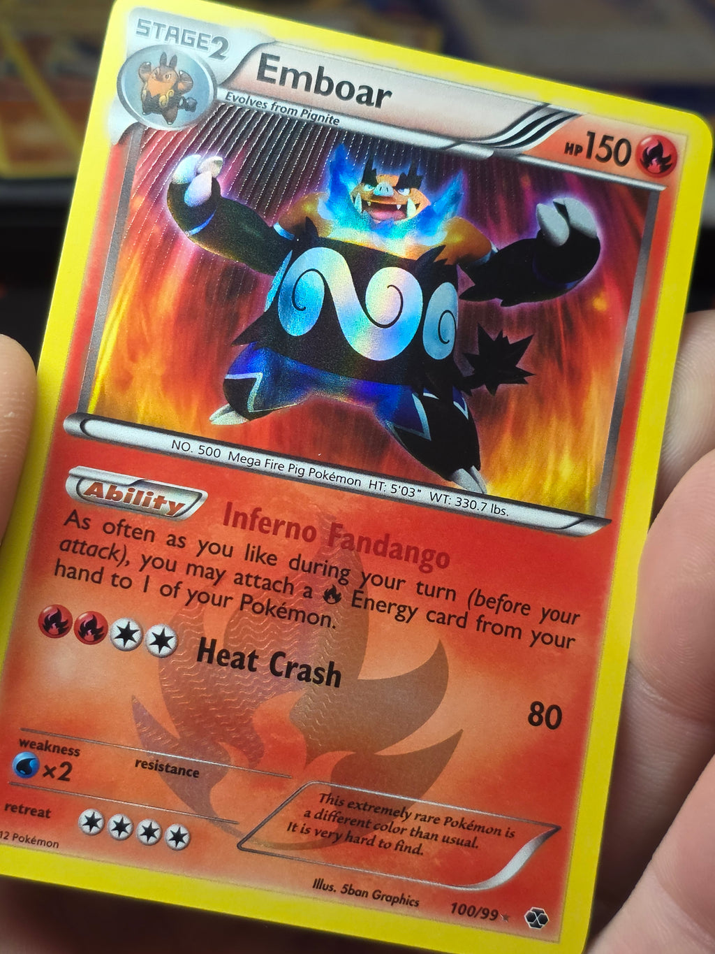 Emboar 100/99 PSA 7 BW Next Destinies Holo Secret Rare Shiny Pokemon Card