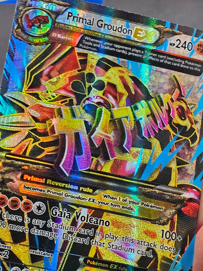 Pokemon Primal Groudon EX 151/160 Primal Clash Ultra Rare Full Art Holo LP/MP